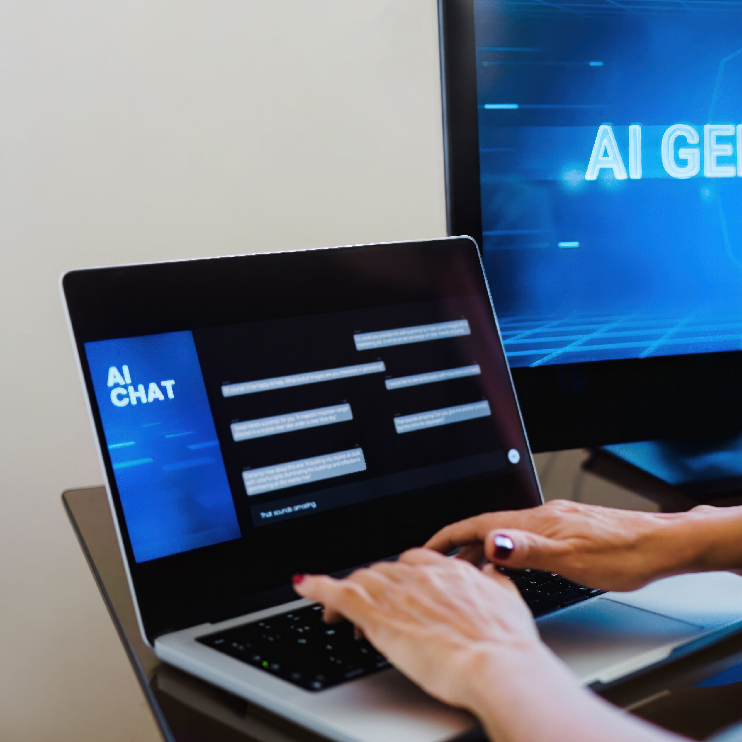 Komputer z odpalonym Chatem AI