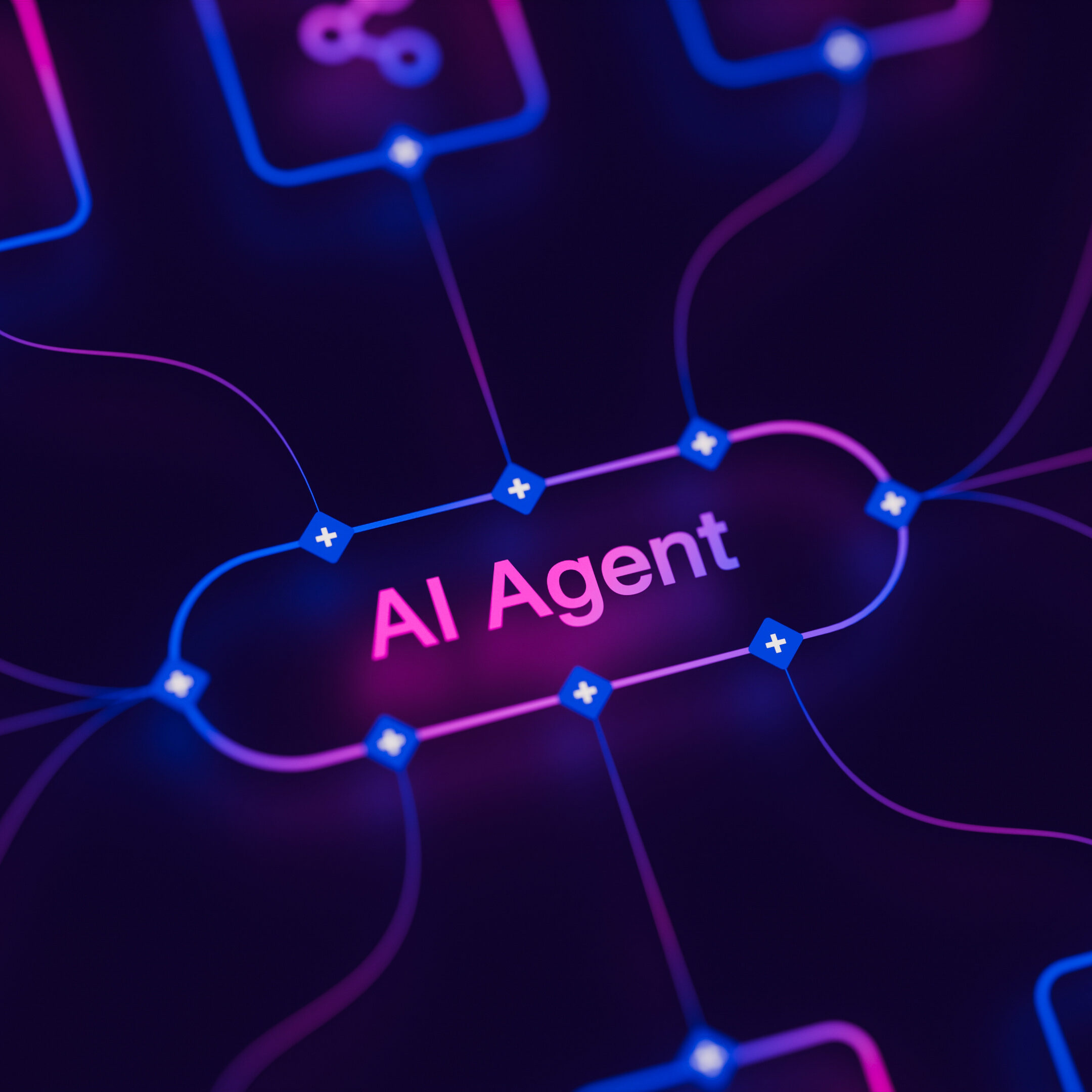 AI workflow automation artificial intelligence agent software interface nodes triggers data tool dashboard coding icon flow process database technology 3d rendering.