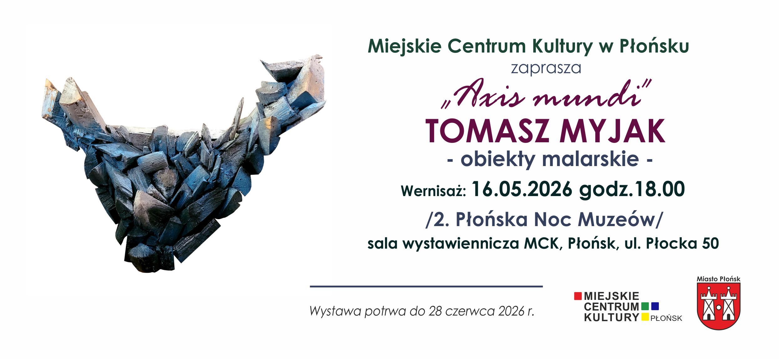 Grafika z zaproszeniem na wernisaż Tomasza Myjaka